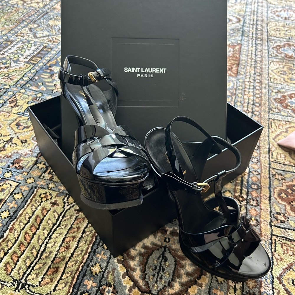 YSL PLATFORM HEELS BLACK